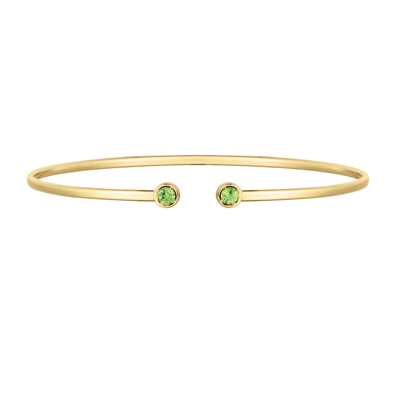14k Birth Stone Open Cuff Bangle