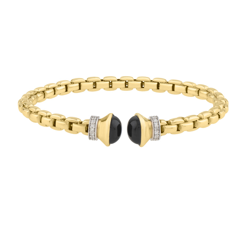 14K Gold Diamond Venetian Link Bangle
