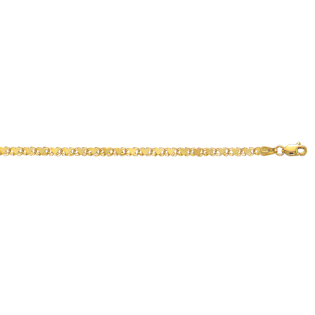 14K Gold 3mm Heart Chain