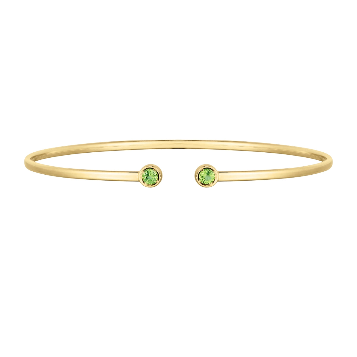 14k Birth Stone Open Cuff Bangle
