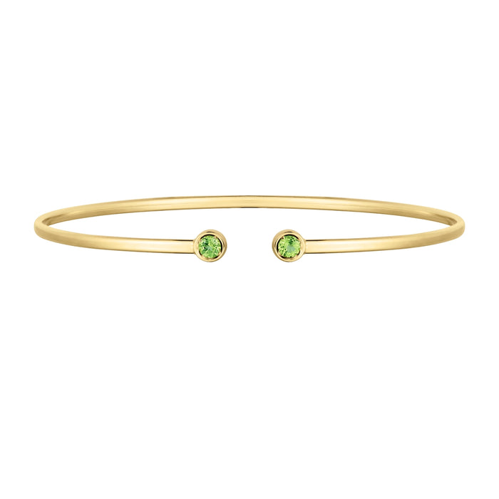 14k Birth Stone Open Cuff Bangle