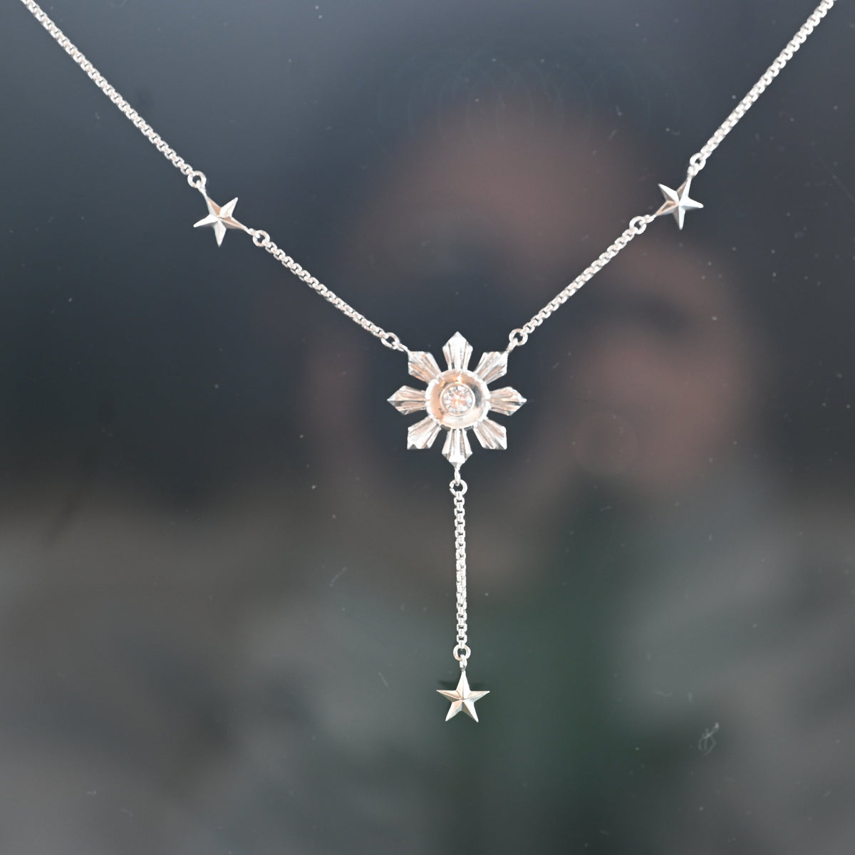 3 Stars & the Sun Necklace DIAMOND