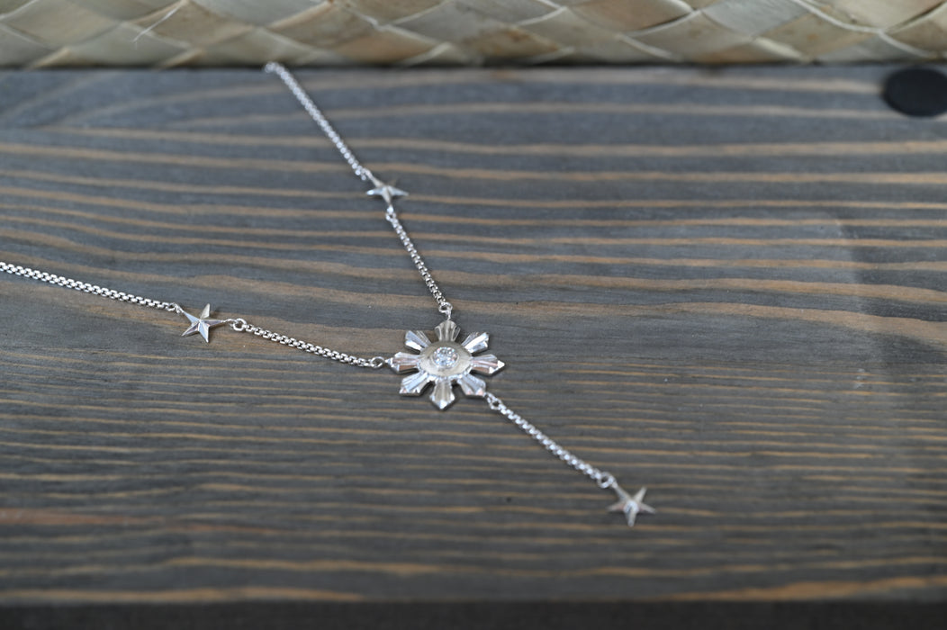 3 Stars & the Sun Necklace DIAMOND
