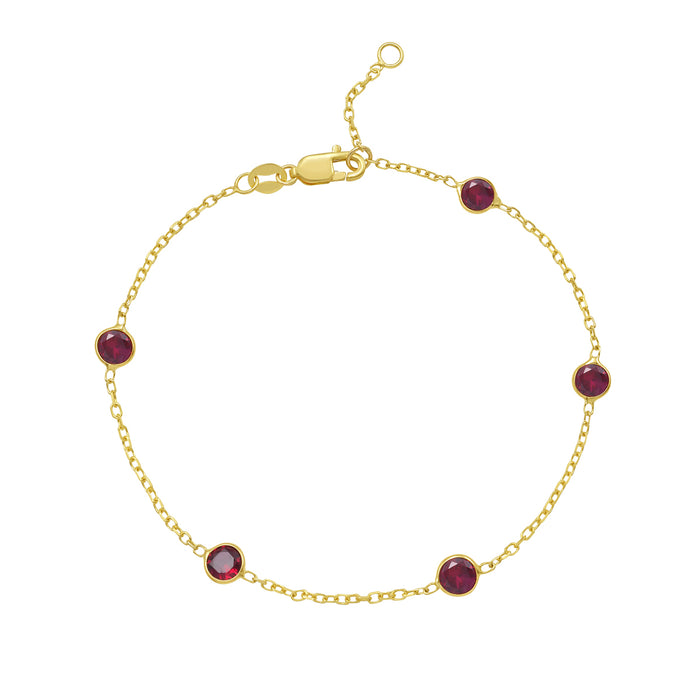 14k Birth Stone Station Bracelet