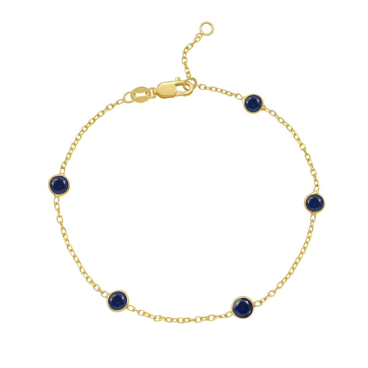 14k Birth Stone Station Bracelet