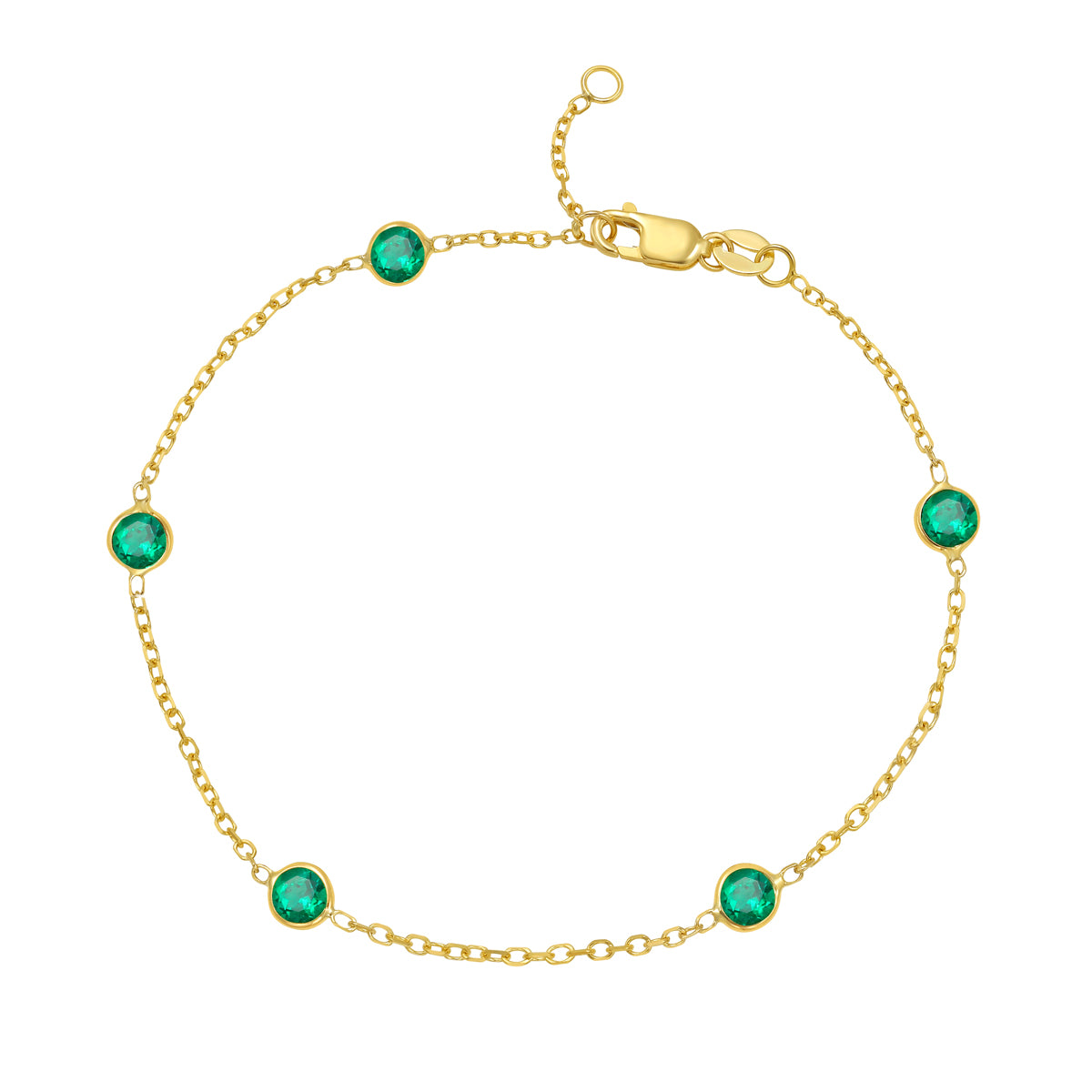 14k Birth Stone Station Bracelet