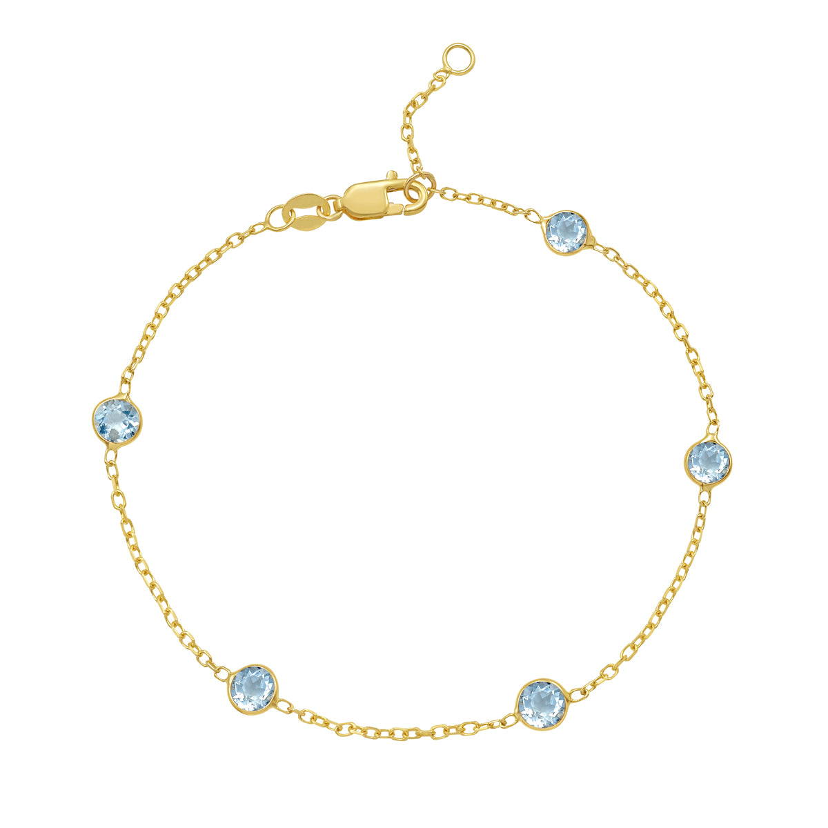14k Birth Stone Station Bracelet