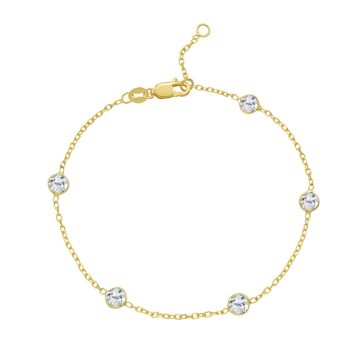 14k Birth Stone Station Bracelet
