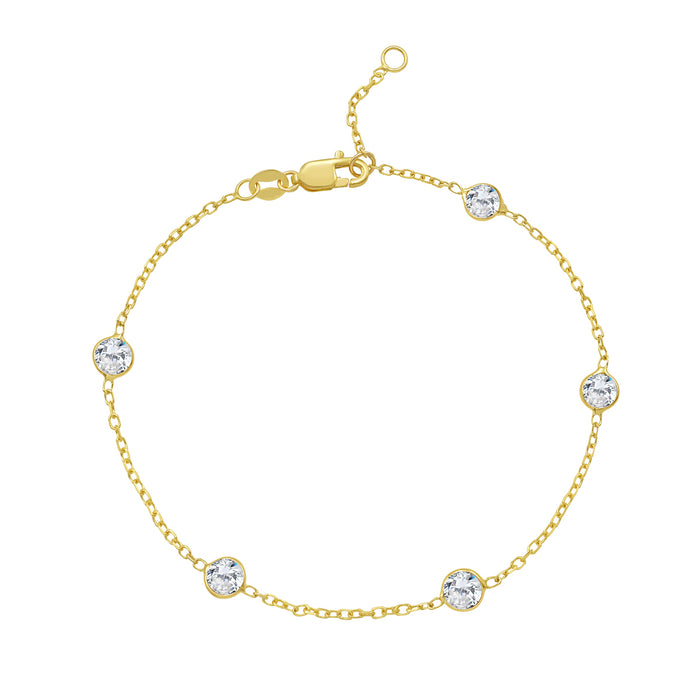 14k Birth Stone Station Bracelet
