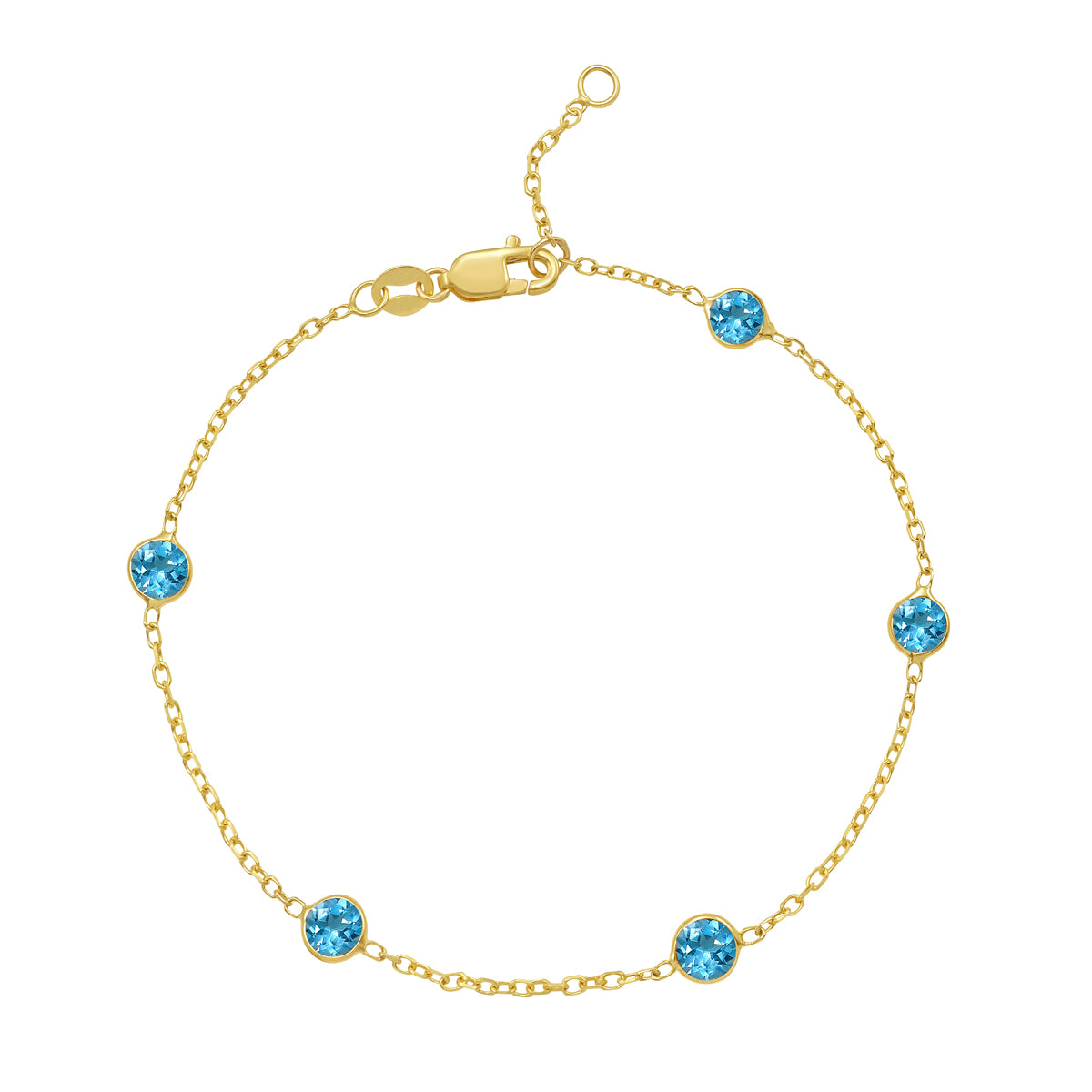 14k Birth Stone Station Bracelet