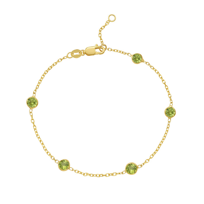 14k Birth Stone Station Bracelet