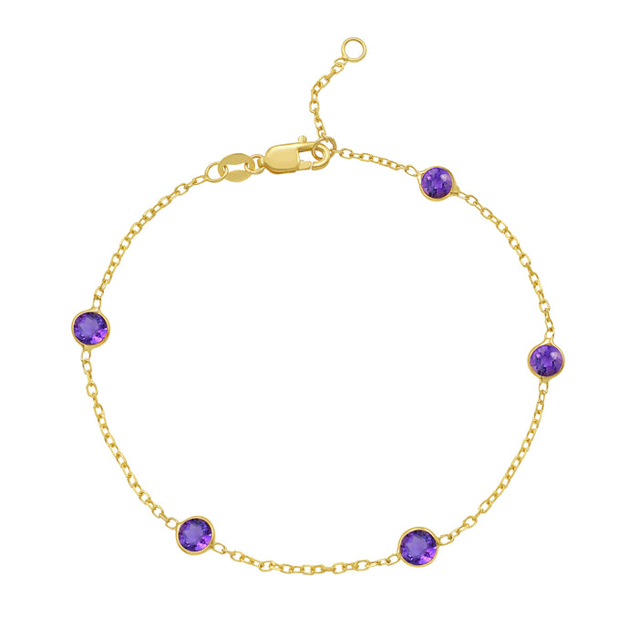 14k Birth Stone Station Bracelet
