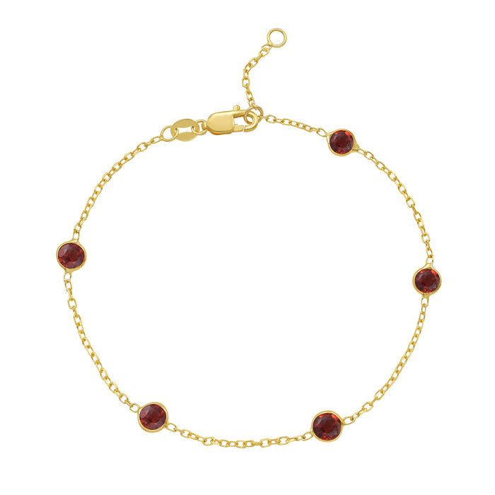 14k Birth Stone Station Bracelet