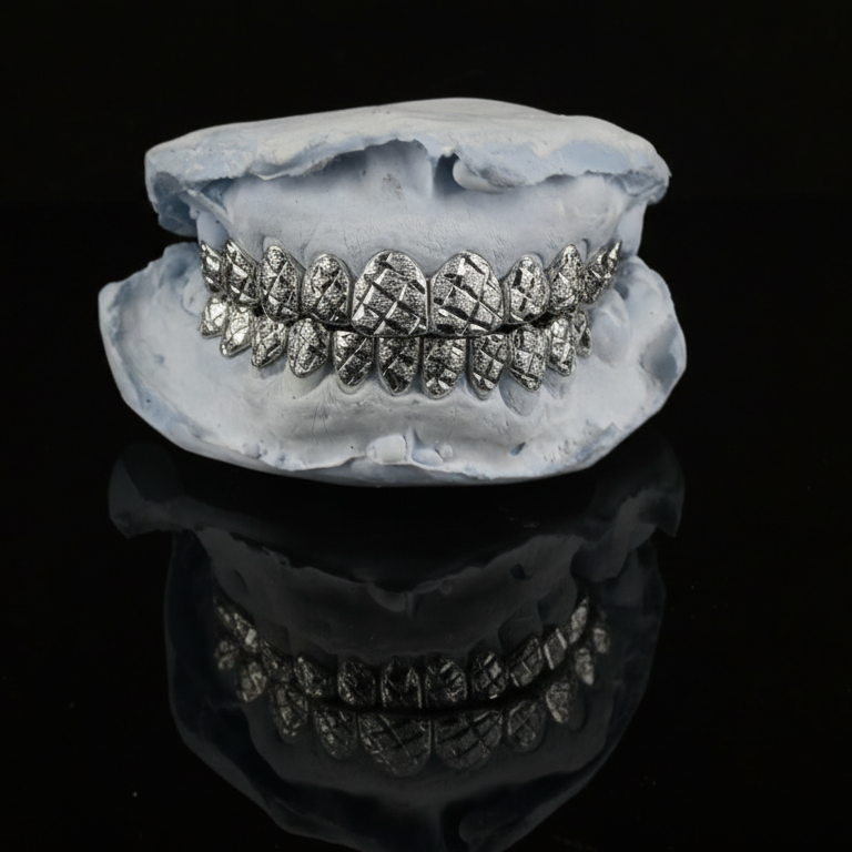 SOLID GOLD DIAMOND CUT  GRILLZ